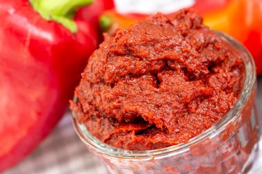 Turkish style pepper paste, close up view