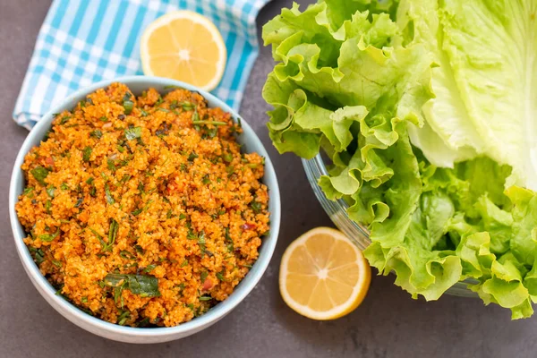 Comidas Turcas Deliciosas Tradicionales Ensalada Bulgur Kisir — Foto de Stock