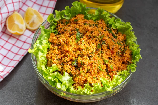 Comidas Turcas Deliciosas Tradicionales Ensalada Bulgur Kisir — Foto de Stock