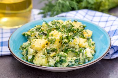 homemade mashed potatoes with parsley and dill