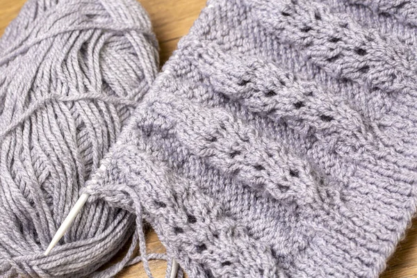 Knitting Wool Yarn Knitted Scarf Crochet Needles — Stockfoto