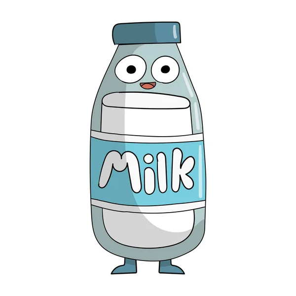 cute cartoon milk bottle character isolated on white background