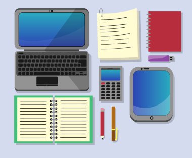 arka plan mavi ofis malzemeleri 