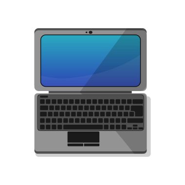 Mavi ekranlı dizüstü bilgisayar beyaz arkaplanda izole edildi