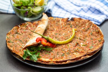 delicious fresh turkish pizza Lahmacun