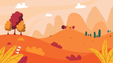 Renkli dağların ve ormanın manzarası, sonbahar konsepti