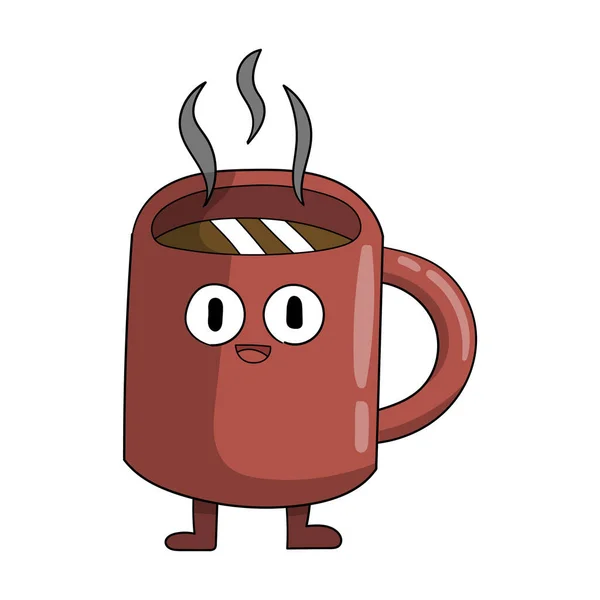 Cute Cartoon Hot Drink Coffee Mug Character —  Fotos de Stock