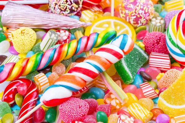 Colorful Lollipops Different Colored Candy Top View — Stock Photo, Image