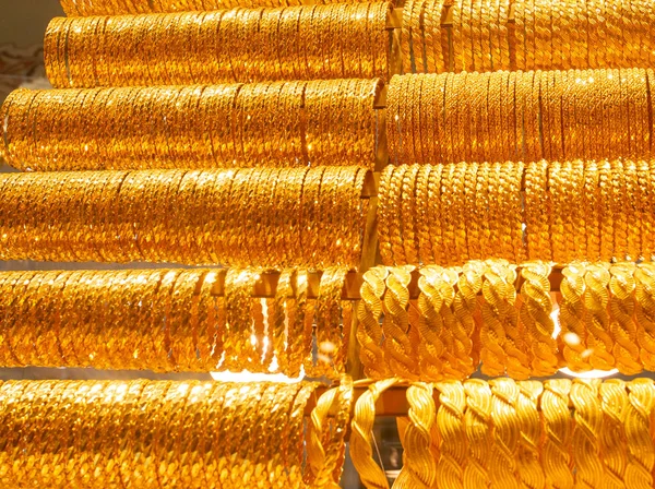 golden jewelry for sale at the market