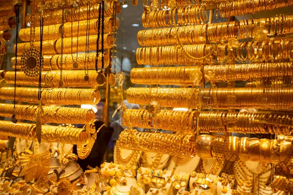 golden jewelry for sale at the market