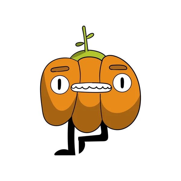 funny image of cartoon orange pumpkin on white background