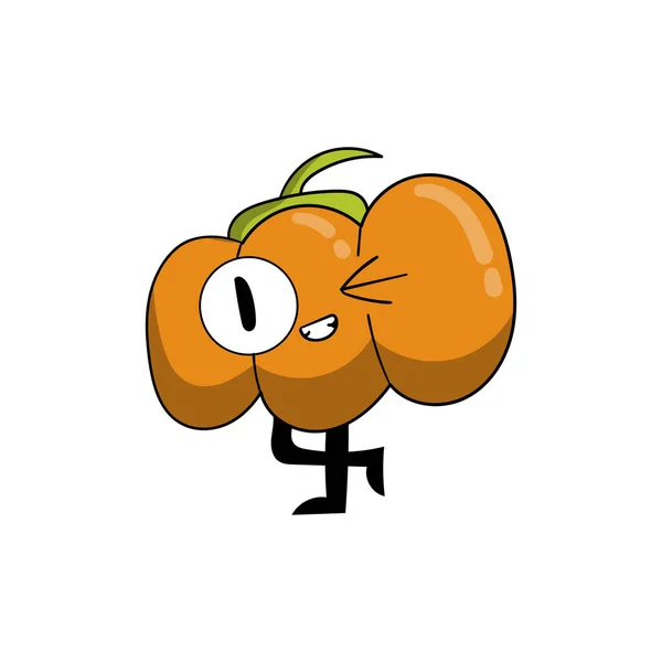 funny image of cartoon orange pumpkin on white background