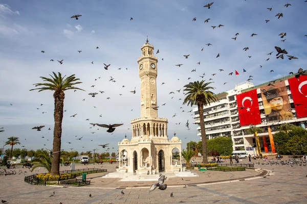 Izmir Turkey December 2020 Izmir Old Clock Tower Konak — стокове фото