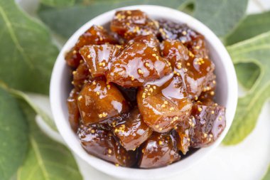jerked organic fruit jam in a glass bowl