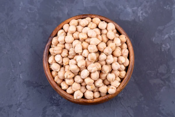 Chickpeas Bowl Gray Background Top View — стоковое фото