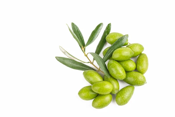 Green Olives White Background Close — 图库照片