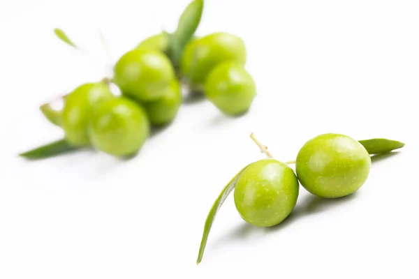 Green Olives White Background Close — 图库照片
