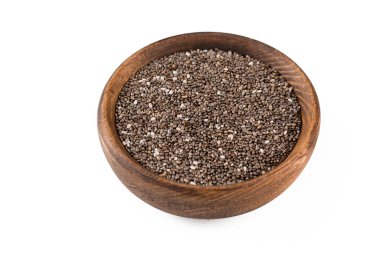 Beyaz arkaplanda Chia tohumları