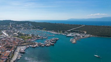 Sigacik Marina Drone Fotoğrafı, Ege Denizi Cittaslow Kenti Seferihisar, İzmir - Türkiye