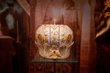 Meteora, Thessaly, Yunanistan - 17 Şubat 2025: St. Varlaam Manastırı bir Doğu Ortodoks manastırıdır.