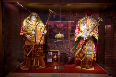 Meteora, Thessaly, Yunanistan - 17 Şubat 2025: St. Varlaam Manastırı bir Doğu Ortodoks manastırıdır.