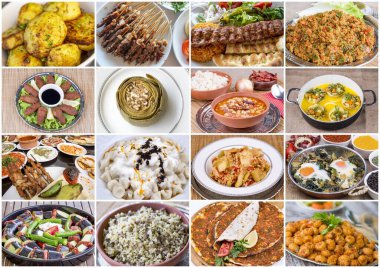 Geleneksel lezzetli Türk yemekleri kolajı