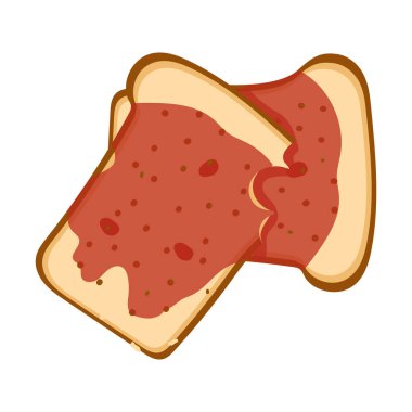 Bir dilim ekmek illüstrasyonunda çilek reçeli