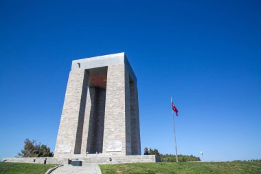 Çanakkale - Türkiye, Gelibolu yarımadası, Birinci Dünya Savaşı sırasında Çanakkale ve deniz çatışmalarının yaşandığı yer. Şehitler Anıtı ve Anzak Koyu. Gün batımında İHA ile fotoğraf çekimi.