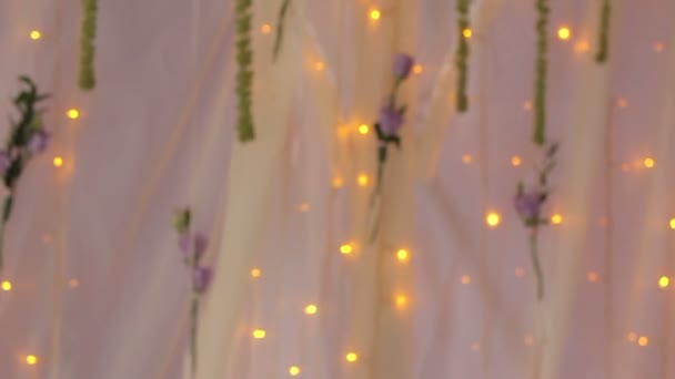 背景のバラの花ガーランド ランプ — ストック動画