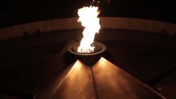 Quenchless flame in night — Stock Video