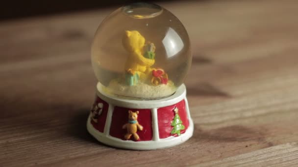 Christmas snow globe with a santa claus — Stock Video