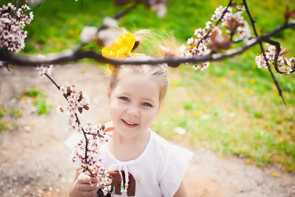 Menina bonita no jardim — Fotografia de Stock