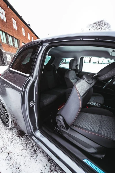 Tonsberg Norge Januari 2021 Silver Fiat 500 Kompakt Elbil Bil — Stockfoto