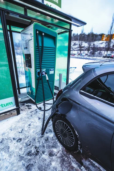 Tonsberg Norwegia Januari 2021 Fiat 500 Silver Adalah Mobil Listrik — Stok Foto