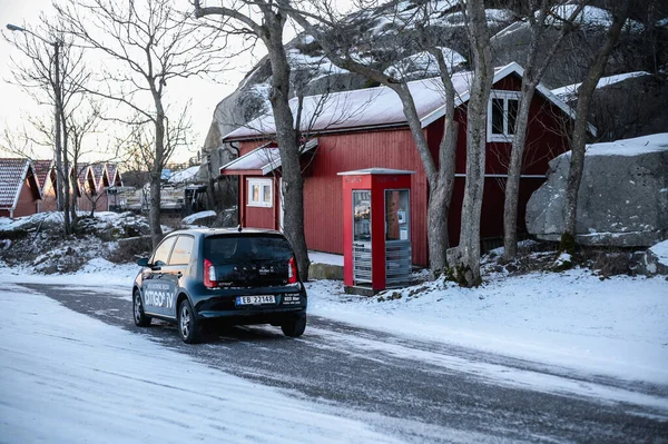 Tnsberg Noruega Fevereiro 2021 Black Skoda Citigoe Carro Elétrico Compacto — Fotografia de Stock
