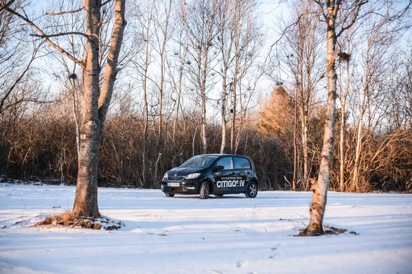 Tnsberg Norsko Únor 2021 Černá Škoda Citigoe Kompaktní Elektromobil Nové — Stock fotografie