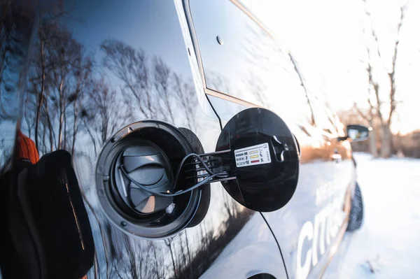 ノルウェーのTnsberg 2021年2月9日 黒シュコダ シティゴーIvは小型電気自動車です 晴れた冬の日の新車 — ストック写真