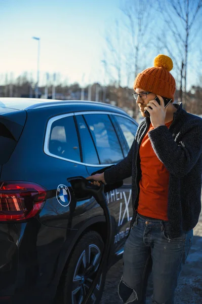 Tonsberg Norsko Února 2021 Černé Bmw Ix3 Nové Suv Elektrické — Stock fotografie