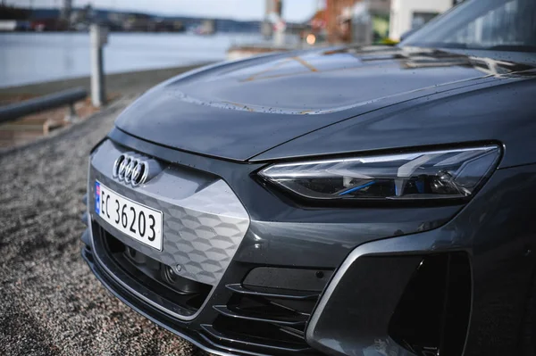 Skien Noorwegen April 2021 Grijze Audi Tron Een Nieuwe Grand — Stockfoto