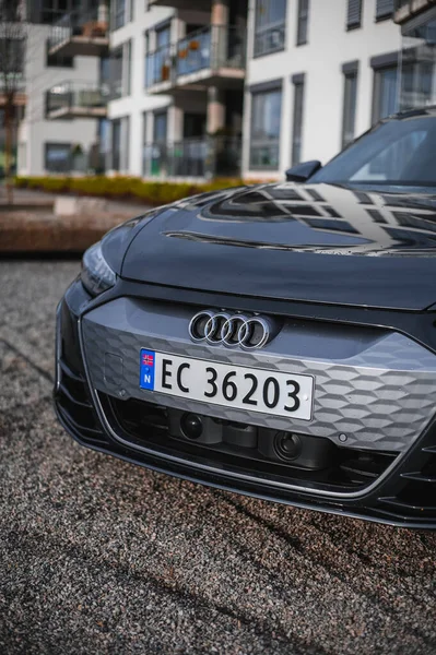 Skien Noruega Abril 2021 Cinza Audi Tron Novo Carro Esportivo — Fotografia de Stock