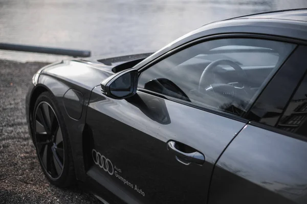 Skien Norwegen April 2021 Der Graue Audi Tron Ist Ein — Stockfoto