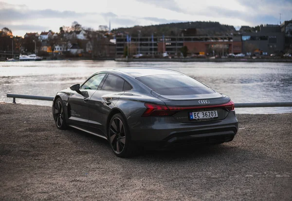 Skien Noorwegen April 2021 Grijze Audi Tron Een Nieuwe Grand — Stockfoto