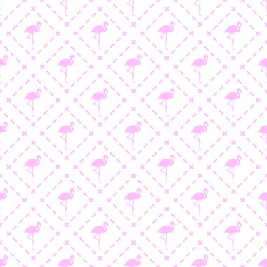 pink flamingo and polka dot line clipart