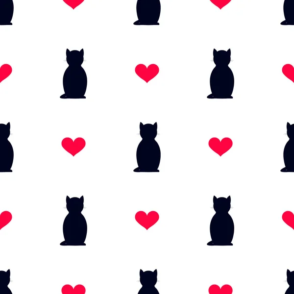 Chat et coeur — Image vectorielle