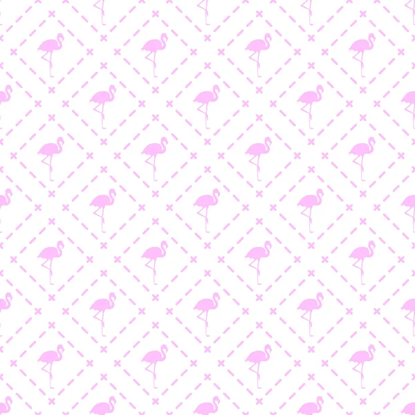 Pink flamingo and polka dot line — Stock Vector
