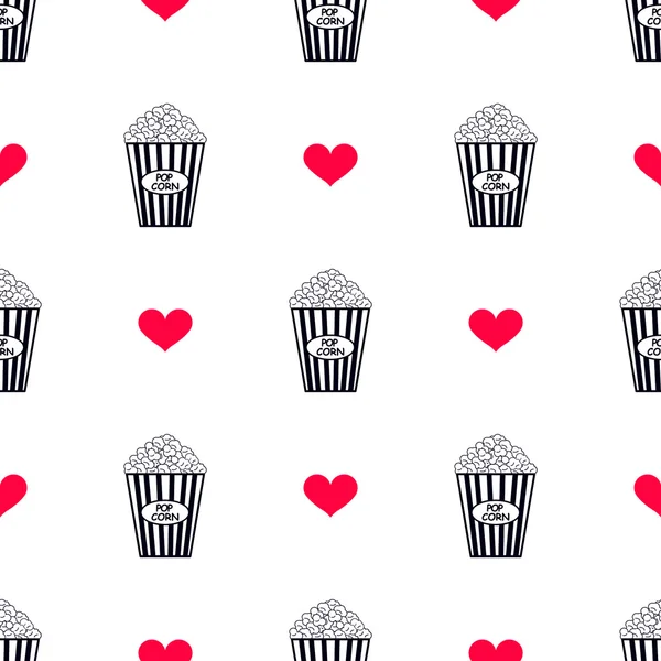 Pop-corn et coeur rouge — Image vectorielle