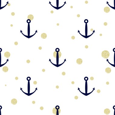 çapa ve altın glitter lekeli