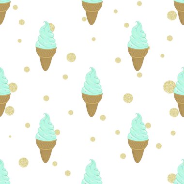 Nane dondurma ve altın glitter lekeli