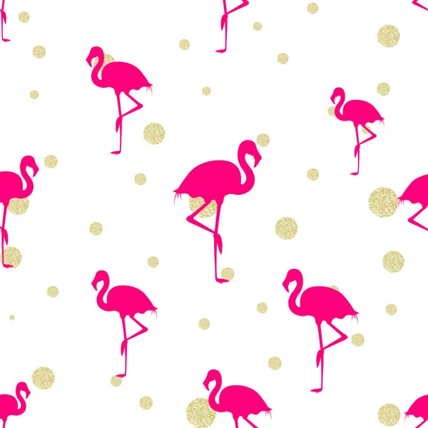 Hot pink flamingo i złoto świecidełka — Wektor stockowy