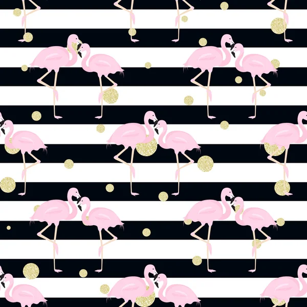 Flamingi, kropki. paski — Wektor stockowy